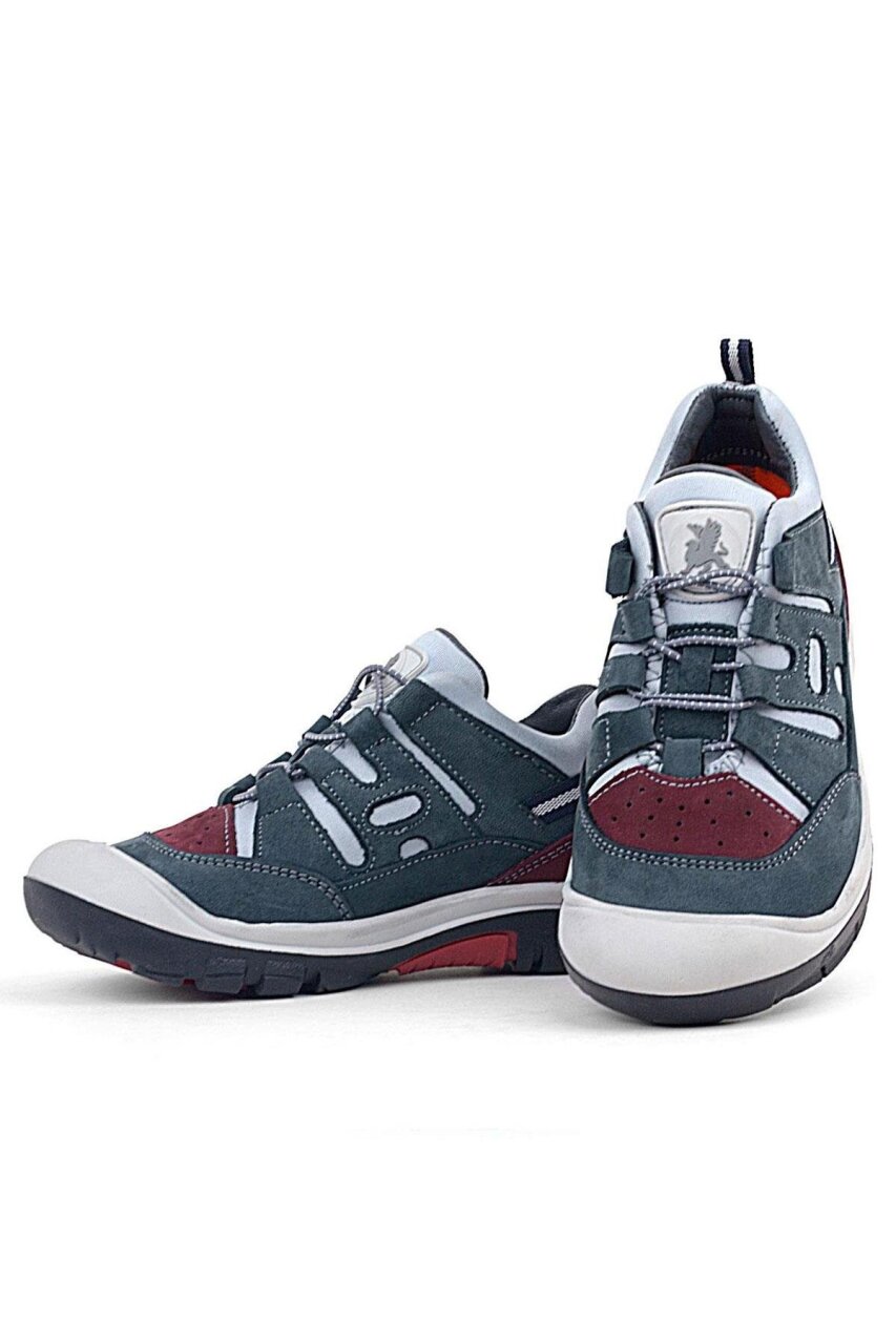 Rakerplus Hakiki Deri Gri Bordo Lastik Bağcıklı Çocuk Outdoor Ayakkabı - 7
