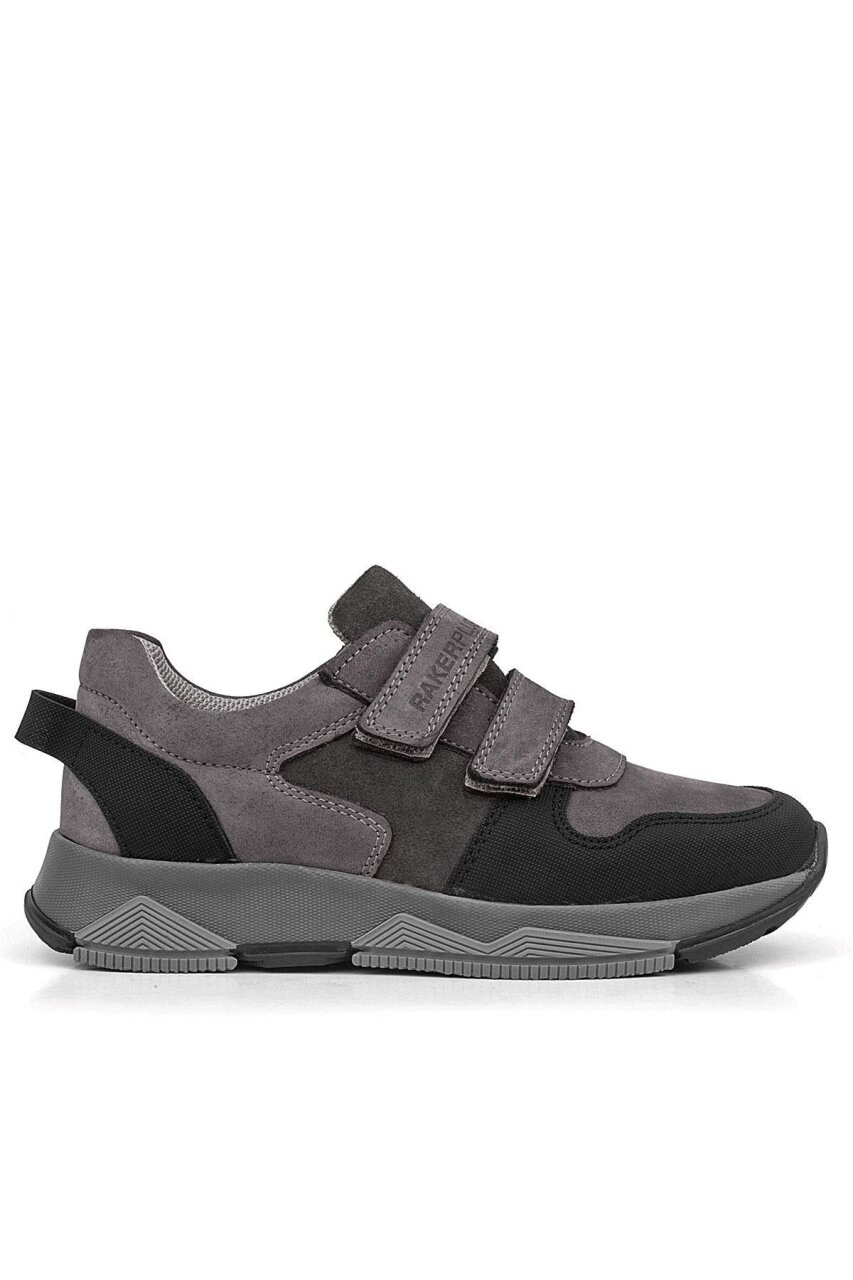 Rakerplus Hakiki Deri Gri Çocuk Sneakers Spor Ayakkabı - 3