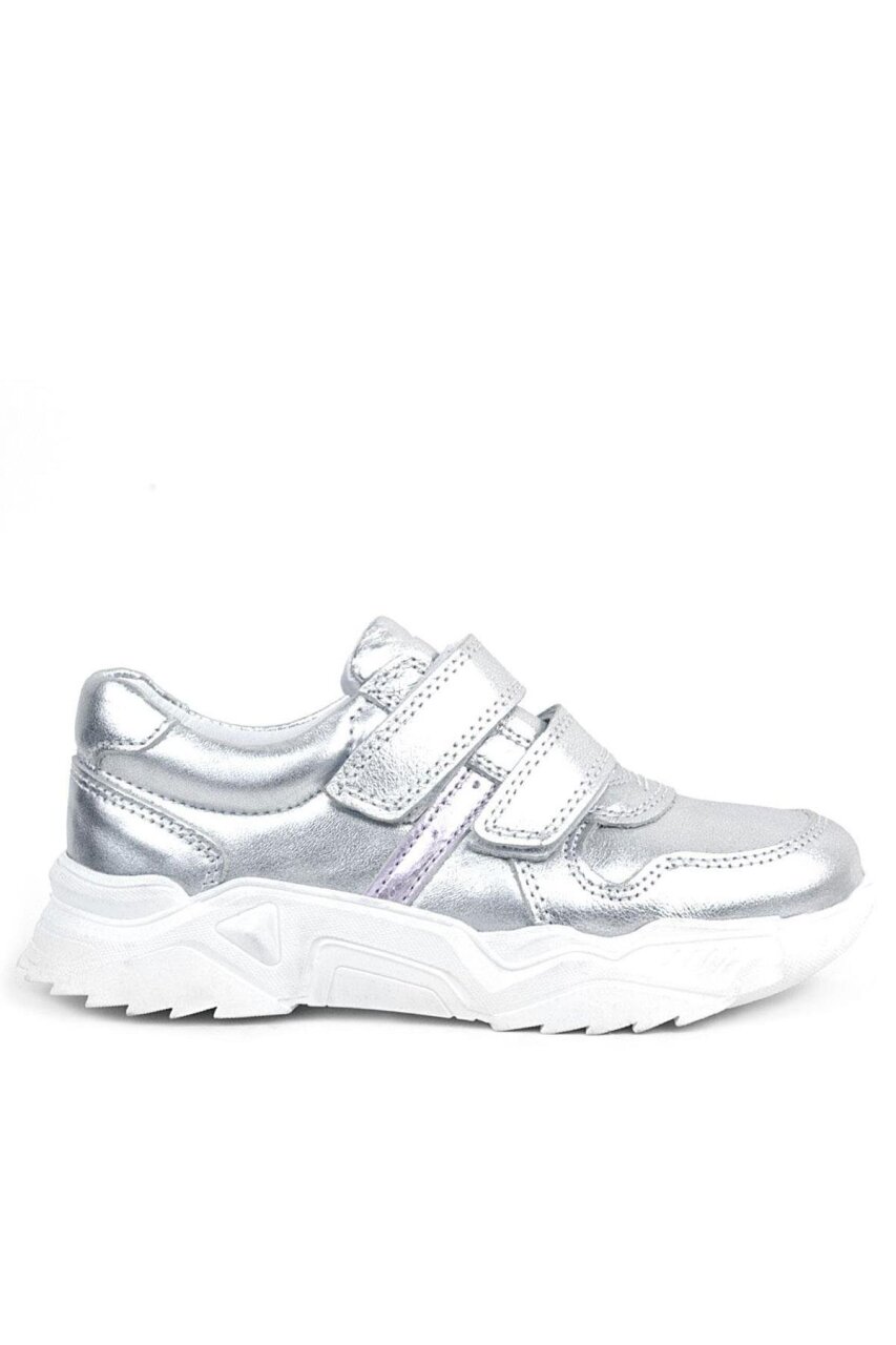 Rakerplus Hakiki Deri Gümüş Beyaz Tabanlı Kız Çocuk Sneakers Ayakkabı - 2