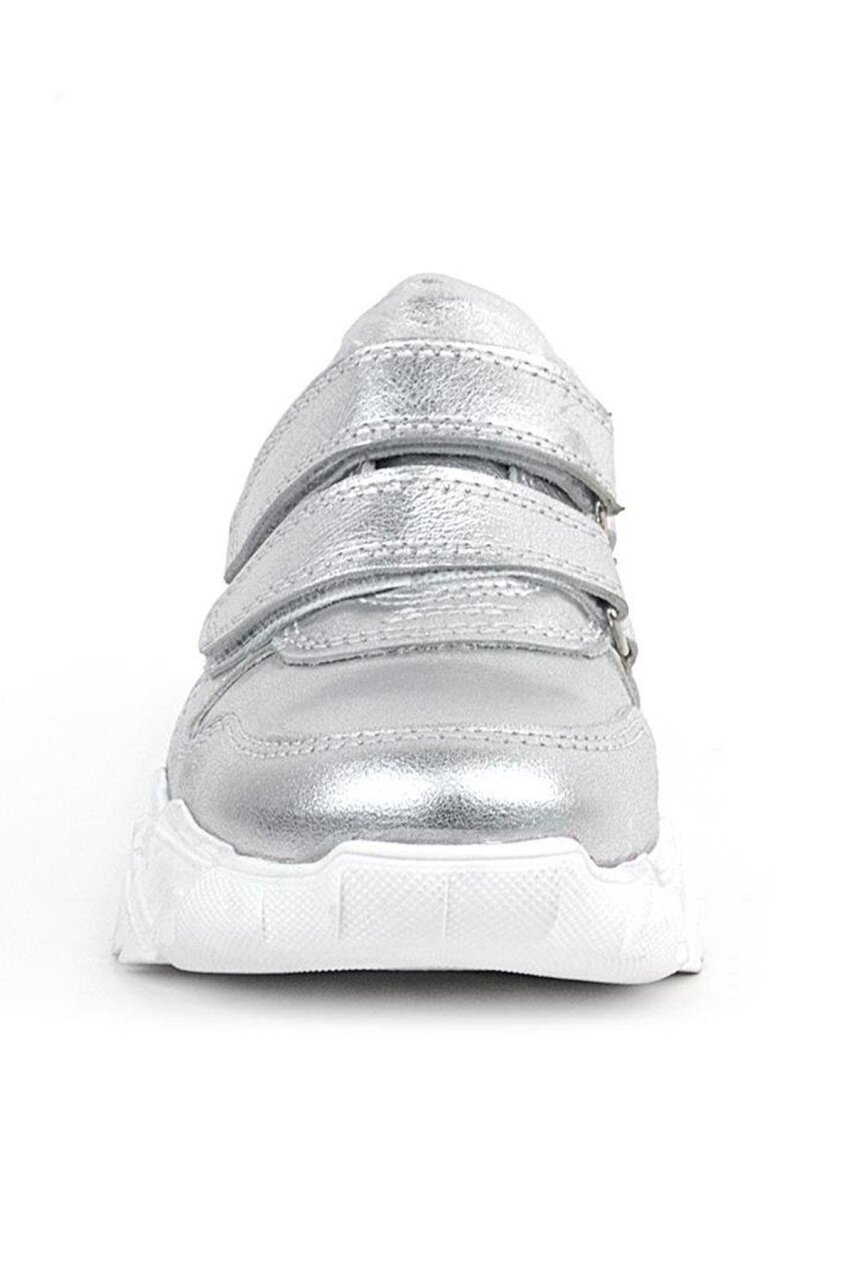 Rakerplus Hakiki Deri Gümüş Beyaz Tabanlı Kız Çocuk Sneakers Ayakkabı - 3