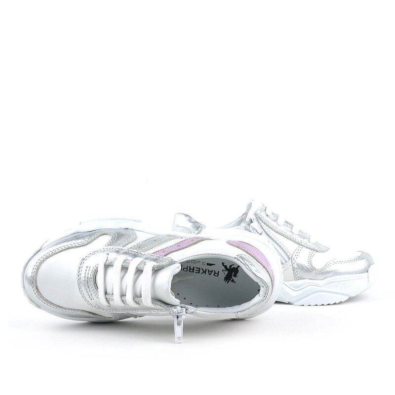 Rakerplus Hakiki Deri Gümüş Pembe Kalın Tabanlı Kız Çocuk Sneakers Ayakkabı - 7