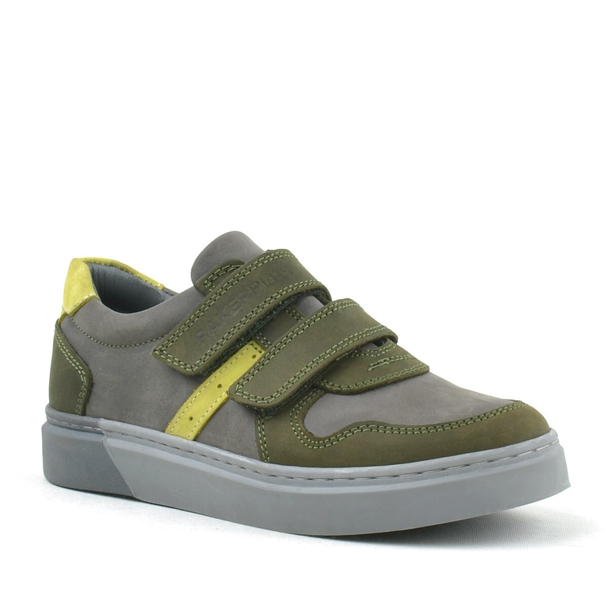 Rakerplus Hakiki Deri Haki Gri Cırtlı Erkek Çocuk Sneaker - 1