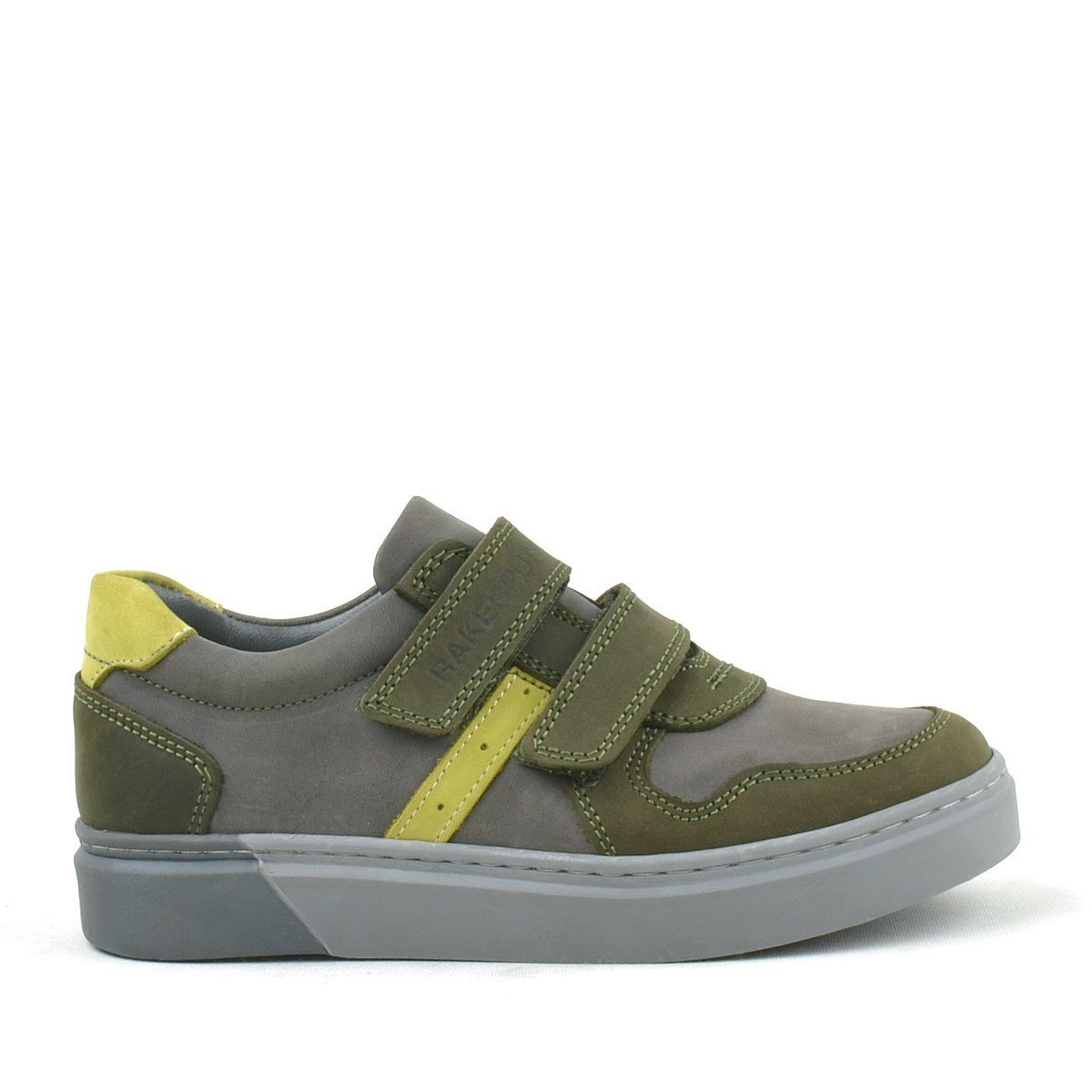 Rakerplus Hakiki Deri Haki Gri Cırtlı Erkek Çocuk Sneaker - 2