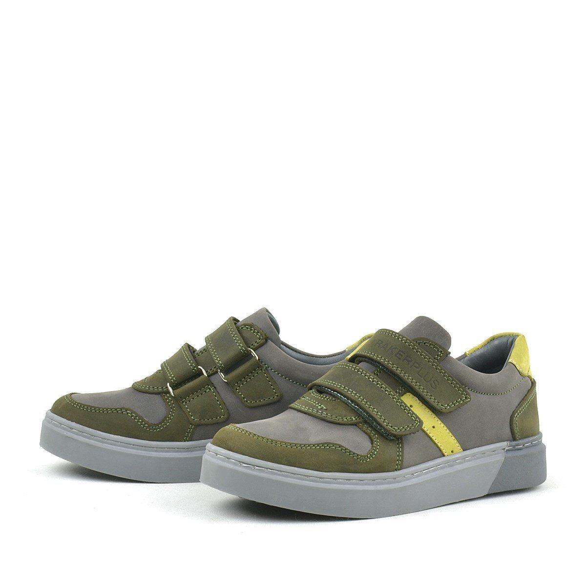 Rakerplus Hakiki Deri Haki Gri Cırtlı Erkek Çocuk Sneaker - 4