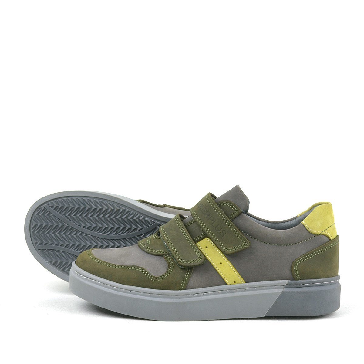 Rakerplus Hakiki Deri Haki Gri Cırtlı Erkek Çocuk Sneaker - 5