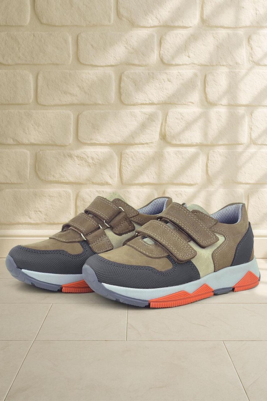 Rakerplus Hakiki Deri Kahverengi Çocuk Sneakers Spor Ayakkabı - 1