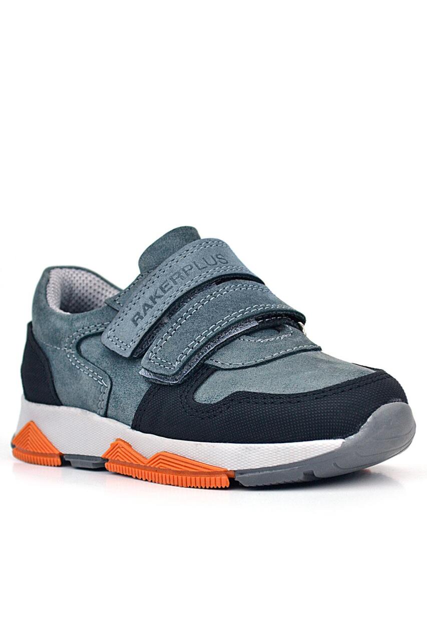 Rakerplus Hakiki Deri Koyu Gri Çocuk Cırtlı Sneakers Spor Ayakkabı - 2