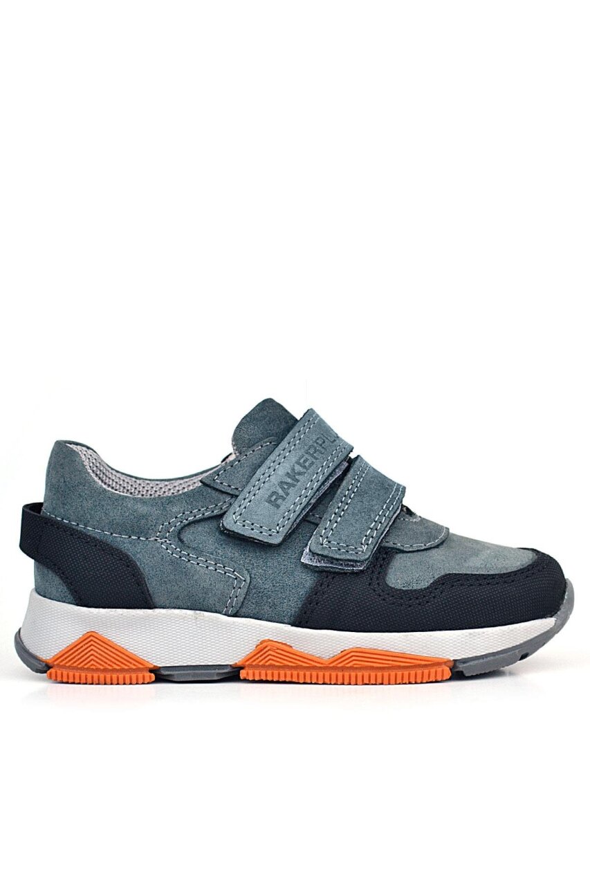 Rakerplus Hakiki Deri Koyu Gri Çocuk Cırtlı Sneakers Spor Ayakkabı - 3