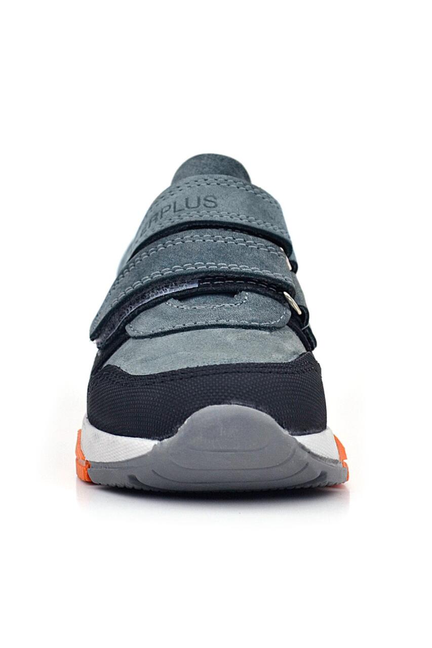 Rakerplus Hakiki Deri Koyu Gri Çocuk Cırtlı Sneakers Spor Ayakkabı - 4