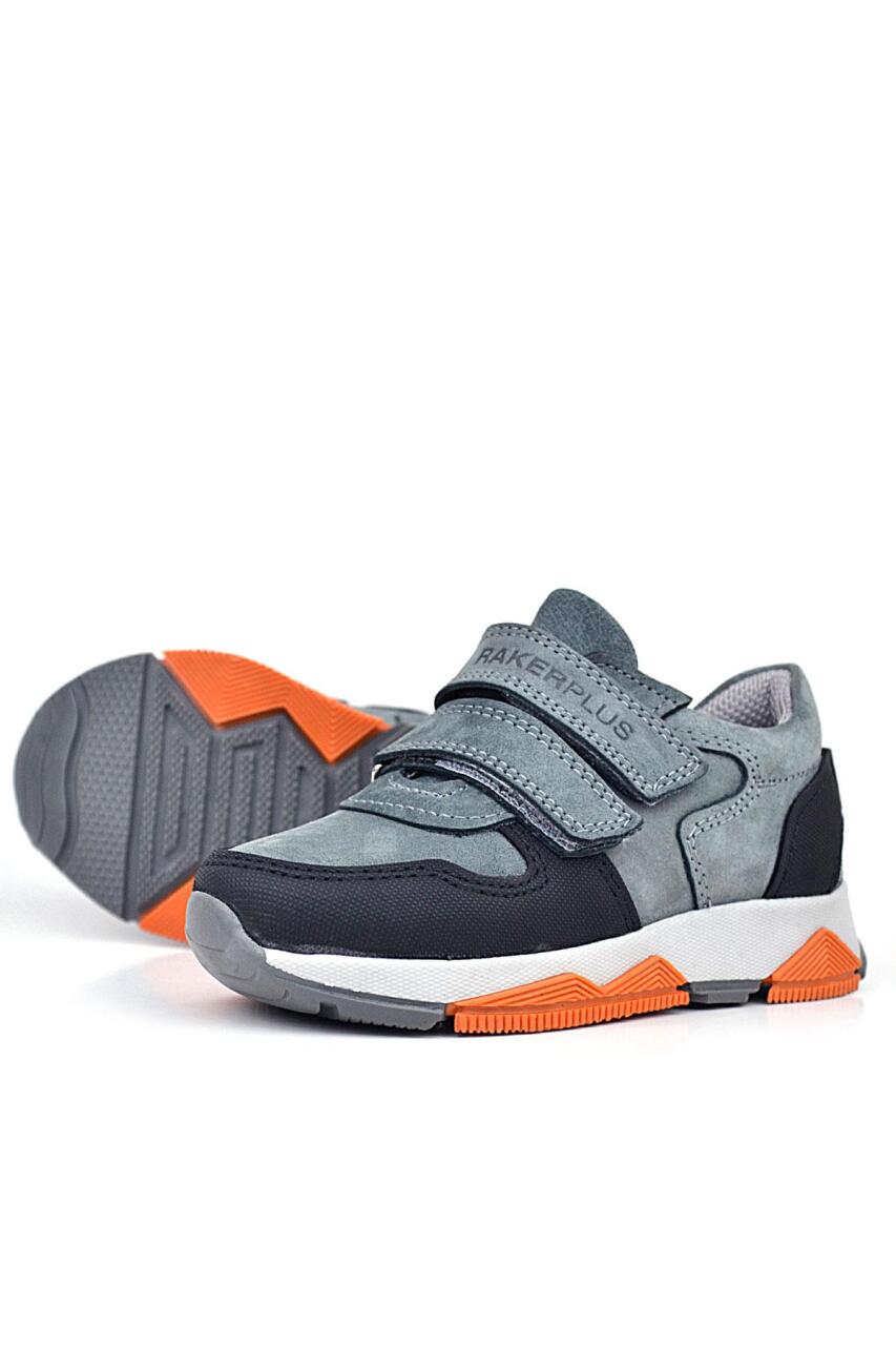 Rakerplus Hakiki Deri Koyu Gri Çocuk Cırtlı Sneakers Spor Ayakkabı - 6