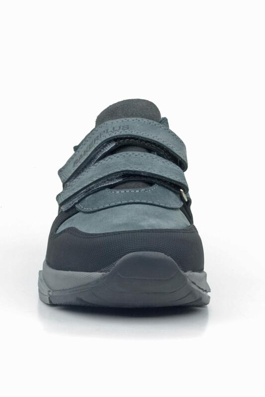 Rakerplus Hakiki Deri Koyu Gri Siyah Çocuk Cırtlı Sneakers Spor Ayakkabı - 4