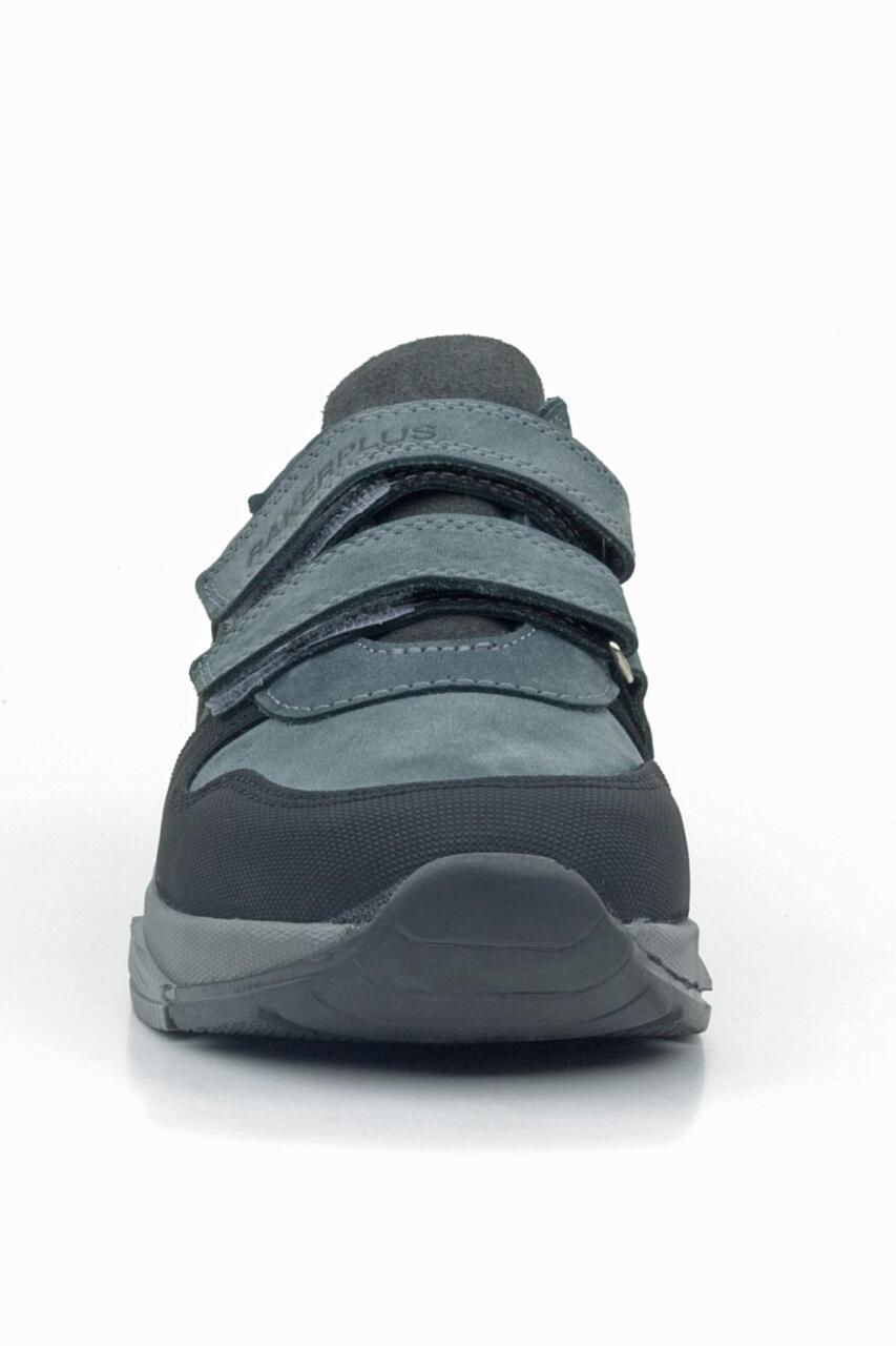 Rakerplus Hakiki Deri Koyu Gri Siyah Çocuk Cırtlı Sneakers Spor Ayakkabı - 4