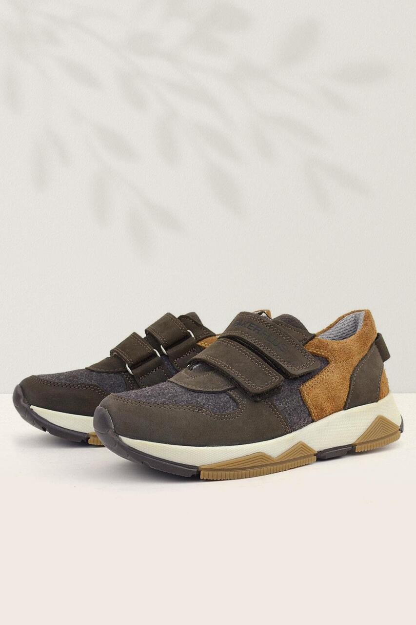 Rakerplus Hakiki Deri Koyu Kahve Çocuk Sneakers Spor Ayakkabı - 1