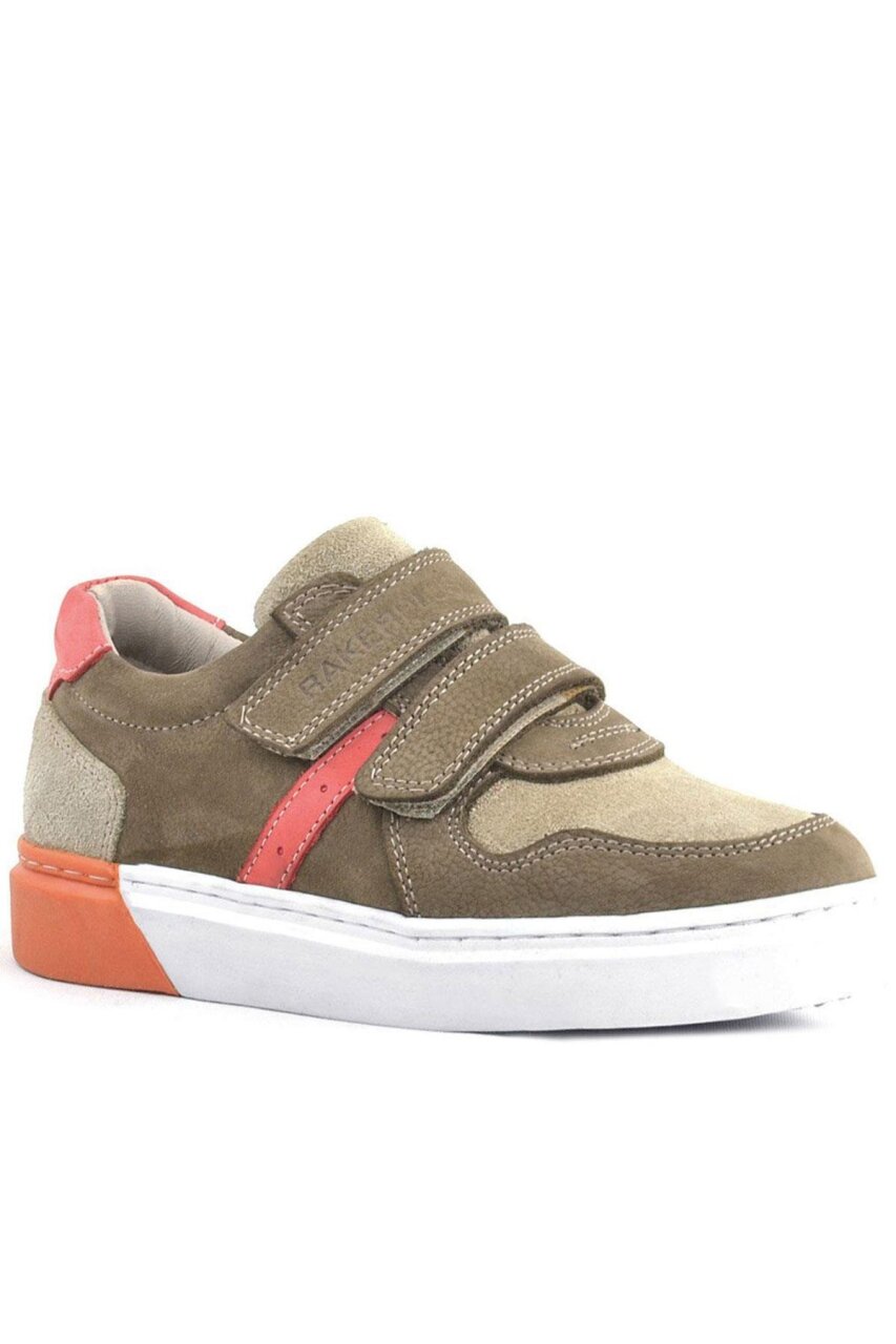 Rakerplus Hakiki Deri Kum Rengi Cırtlı Erkek Çocuk Sneaker - 1
