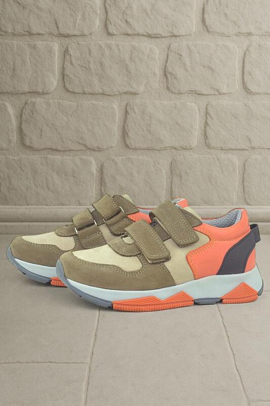 Rakerplus Hakiki Deri Kum Rengi Çocuk Sneakers Spor Ayakkabı - 1