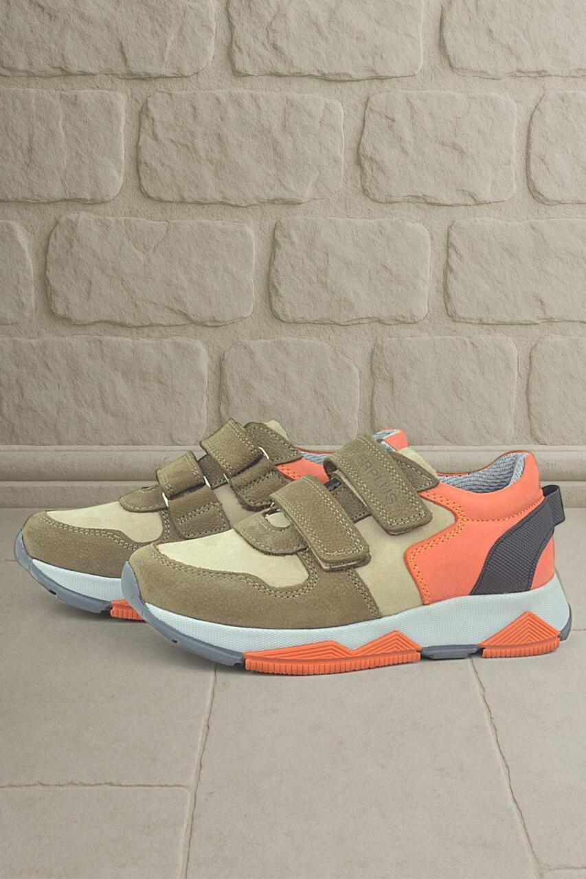 Rakerplus Hakiki Deri Kum Rengi Çocuk Sneakers Spor Ayakkabı - 1