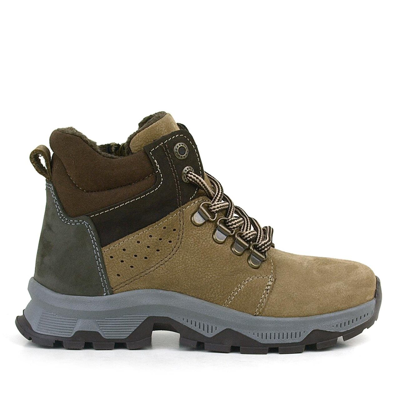 Rakerplus Hakiki Deri Kum Rengi Fermuarlı Trekking Çocuk Bot - 2