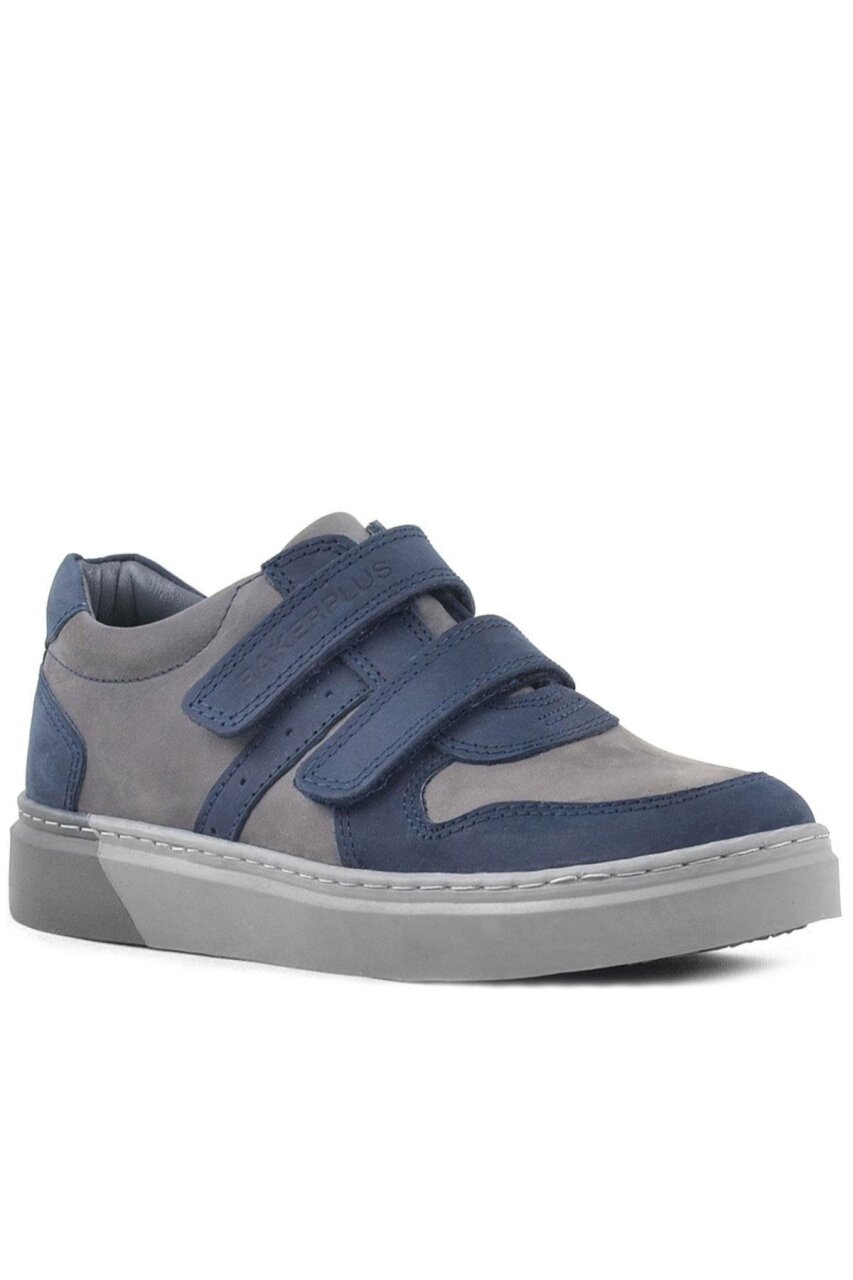 Rakerplus Hakiki Deri Lacivert Cırtlı Erkek Çocuk Sneaker - 1