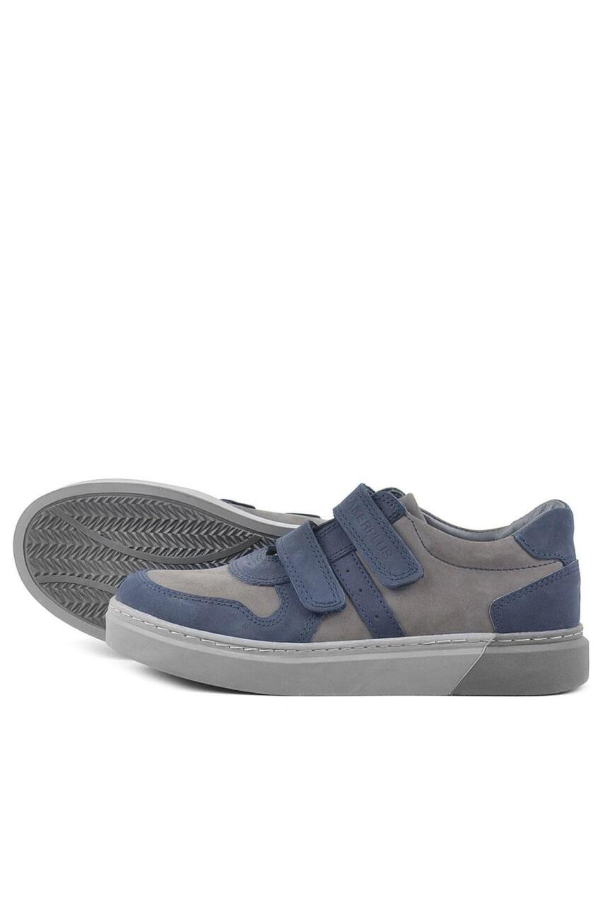 Rakerplus Hakiki Deri Lacivert Cırtlı Erkek Çocuk Sneaker - 5
