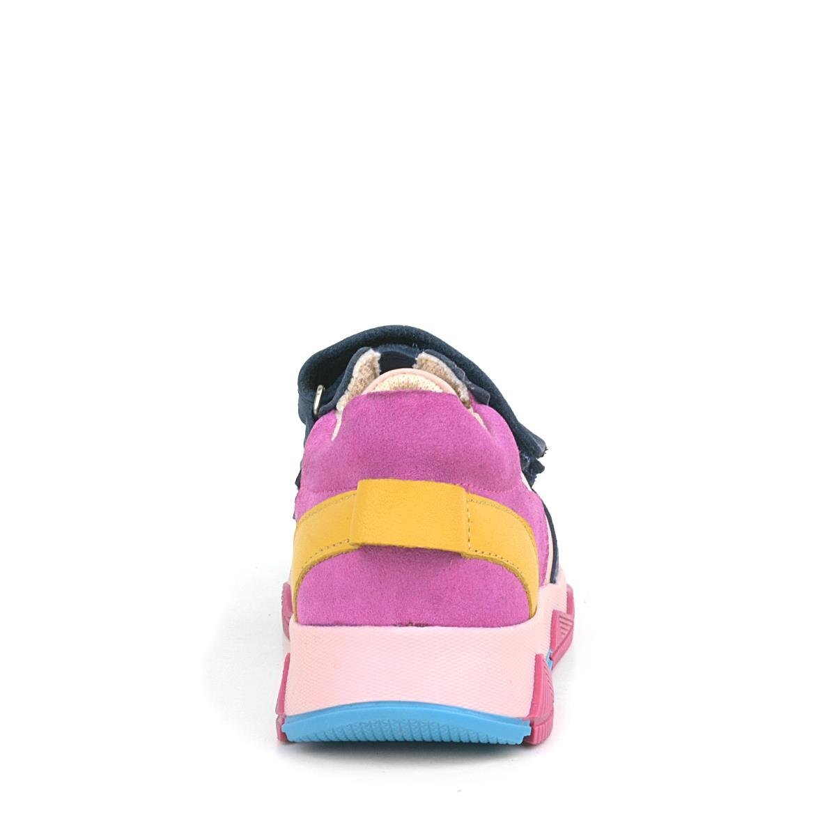 Rakerplus Hakiki Deri Lacivert Pembe Çocuk Sneakers Spor Ayakkabı - 4
