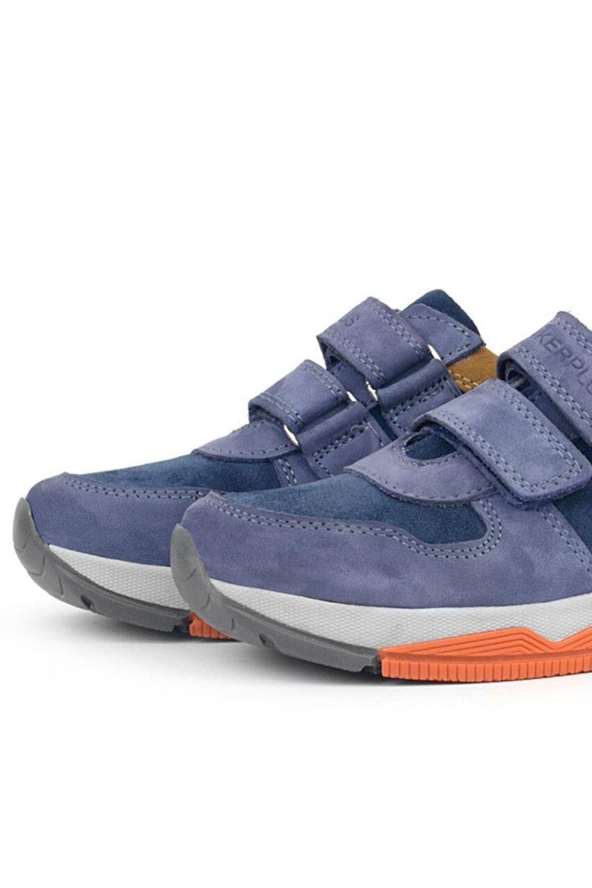 Rakerplus Hakiki Deri Mavi Süet Taba Çocuk Cırtlı Sneakers Spor Ayakkabı - 7