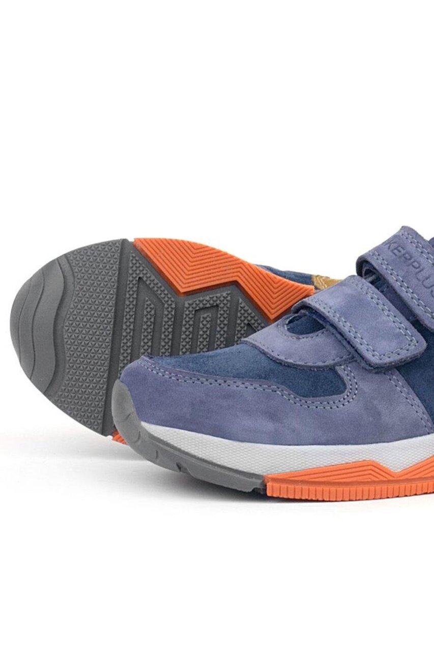 Rakerplus Hakiki Deri Mavi Süet Taba Çocuk Cırtlı Sneakers Spor Ayakkabı - 8
