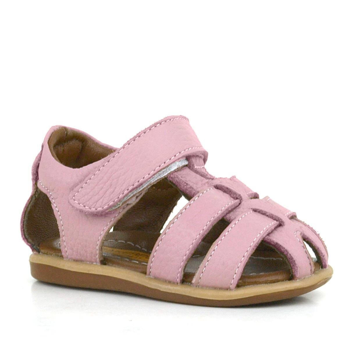 Rakerplus Hakiki Deri Pembe Yumuşak Bebek Sandalet Ayakkabı - 1