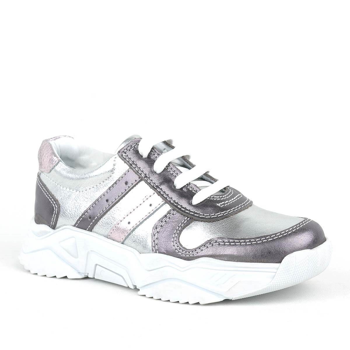 Rakerplus Hakiki Deri Platin Pembe Kalın Taban Kız Çocuk Sneakers Ayakkabı - 2