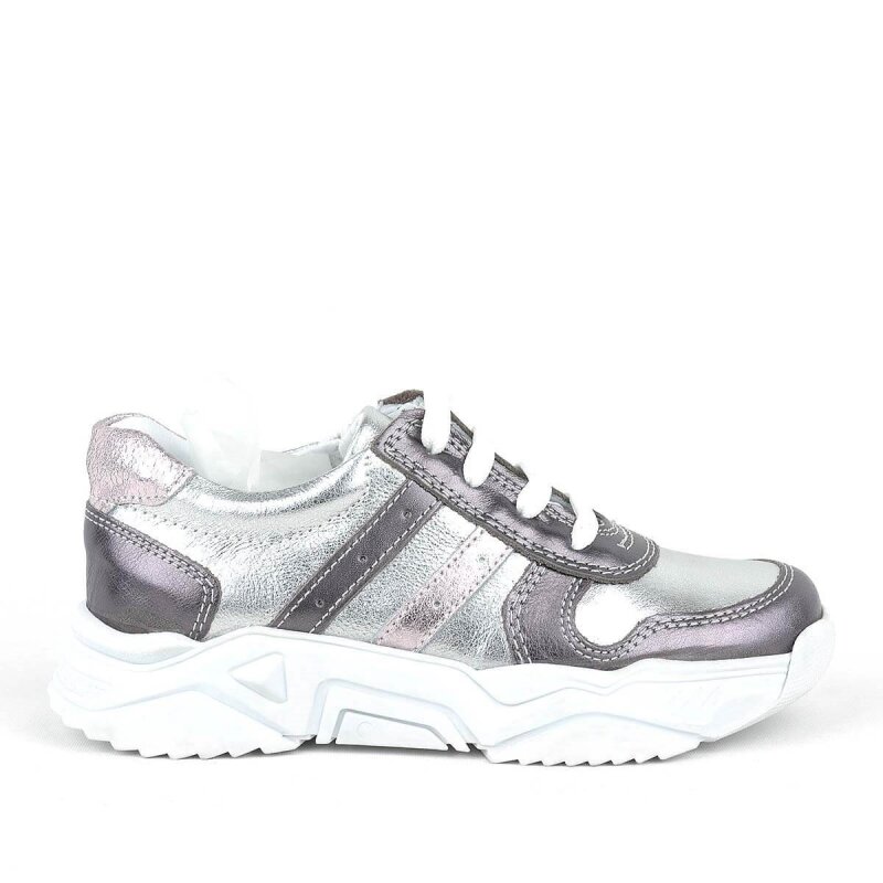 Rakerplus Hakiki Deri Platin Pembe Kalın Taban Kız Çocuk Sneakers Ayakkabı - 3