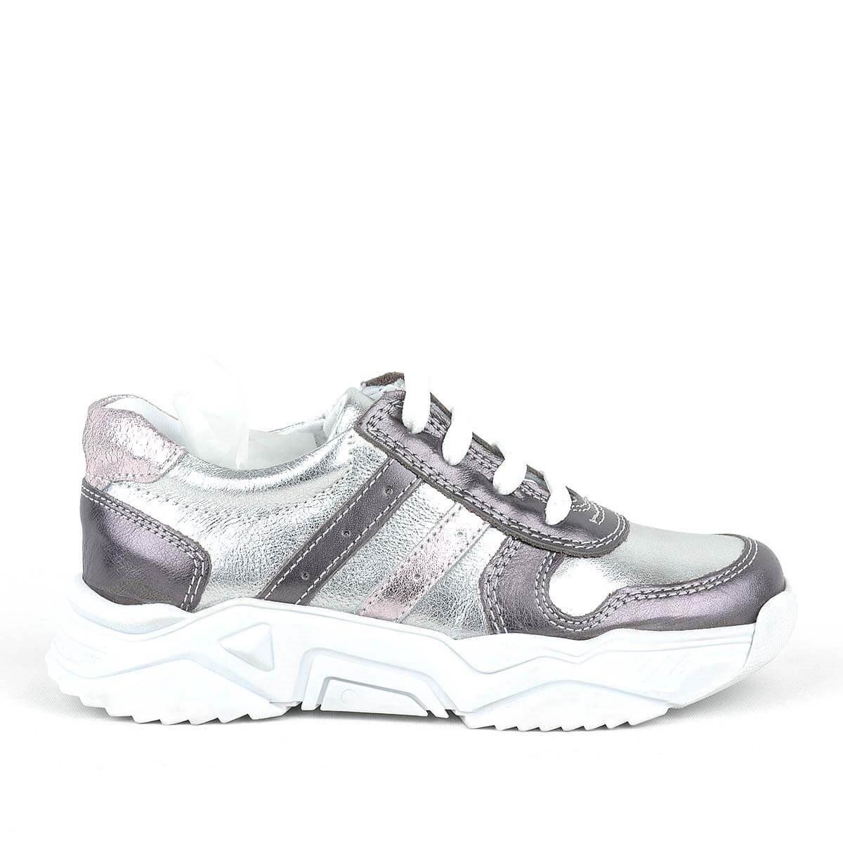 Rakerplus Hakiki Deri Platin Pembe Kalın Taban Kız Çocuk Sneakers Ayakkabı - 3