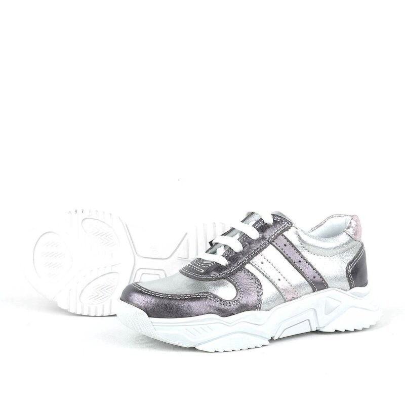 Rakerplus Hakiki Deri Platin Pembe Kalın Taban Kız Çocuk Sneakers Ayakkabı - 5