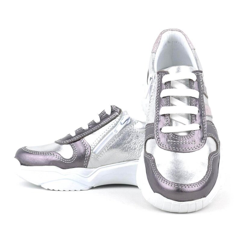 Rakerplus Hakiki Deri Platin Pembe Kalın Taban Kız Çocuk Sneakers Ayakkabı - 6
