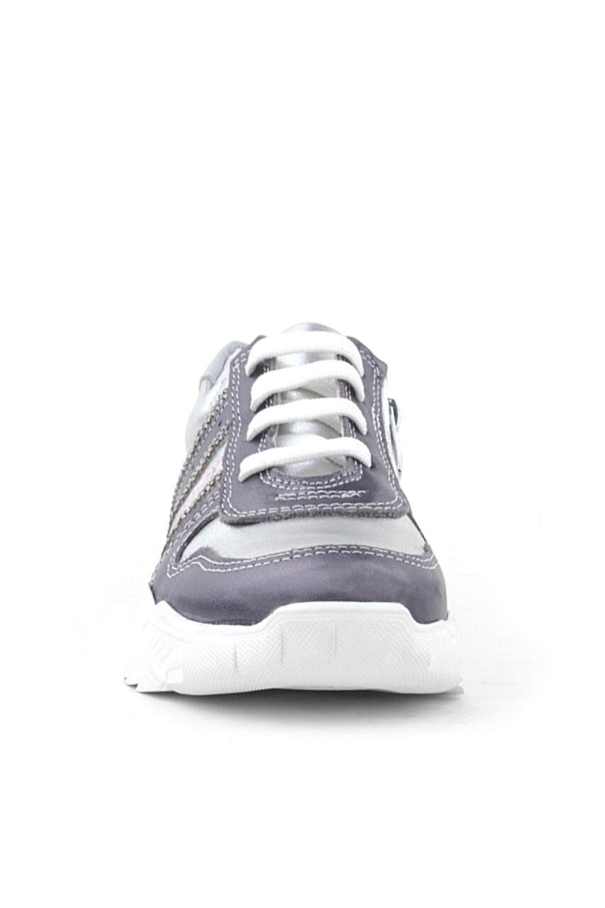 Rakerplus Hakiki Deri Platin Pembe Parlak Taşlı Kız Çocuk Sneakers Ayakkabı - 3