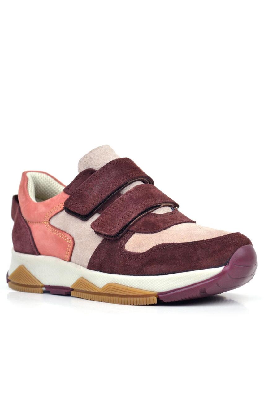 Rakerplus Hakiki Deri Pudra Bordo Çocuk Sneakers Spor Ayakkabı - 1