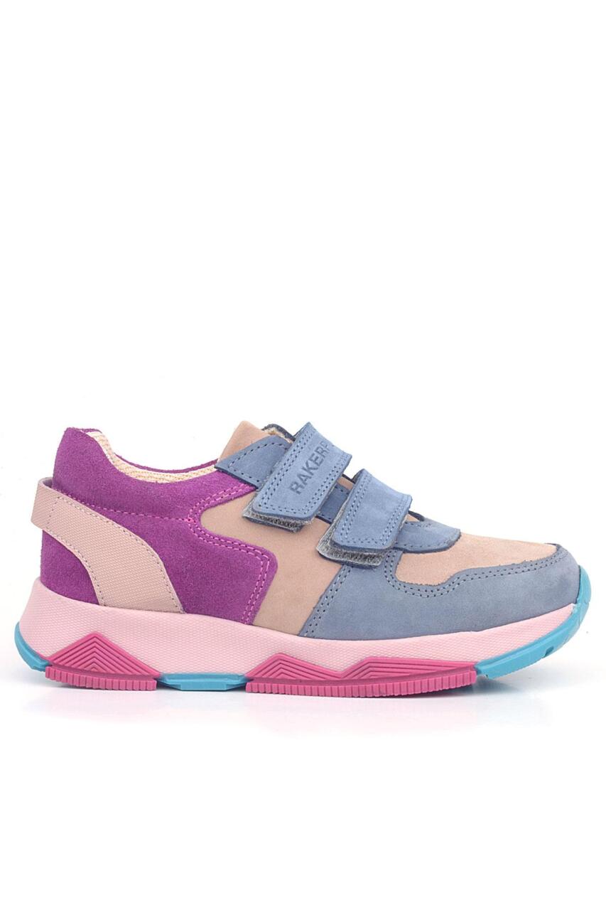 Rakerplus Hakiki Deri Pudra Mavi Fuşya Çocuk Sneakers Spor Ayakkabı - 2
