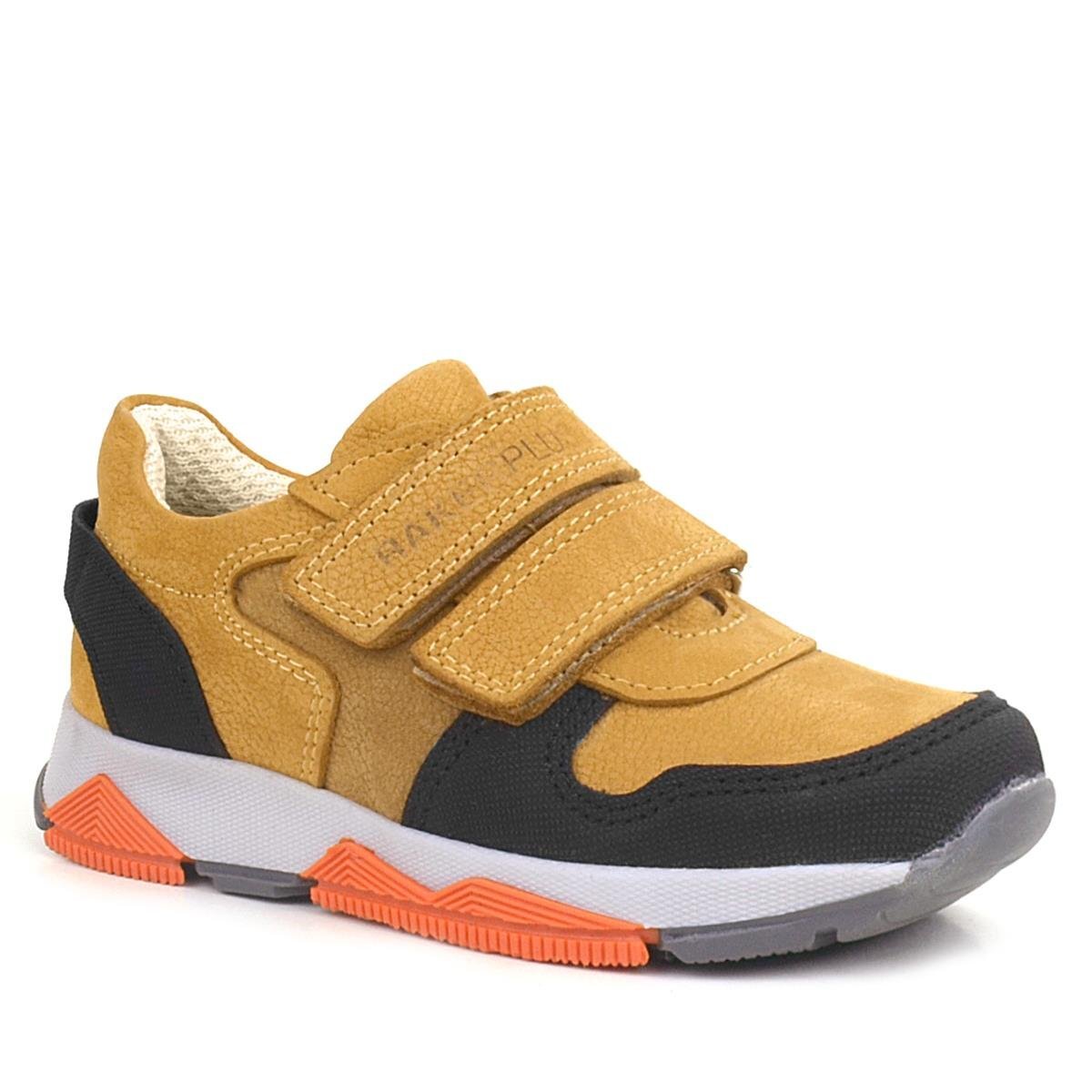 Rakerplus Hakiki Deri Sarı Siyah Çocuk Sneakers Spor Ayakkabı - 1