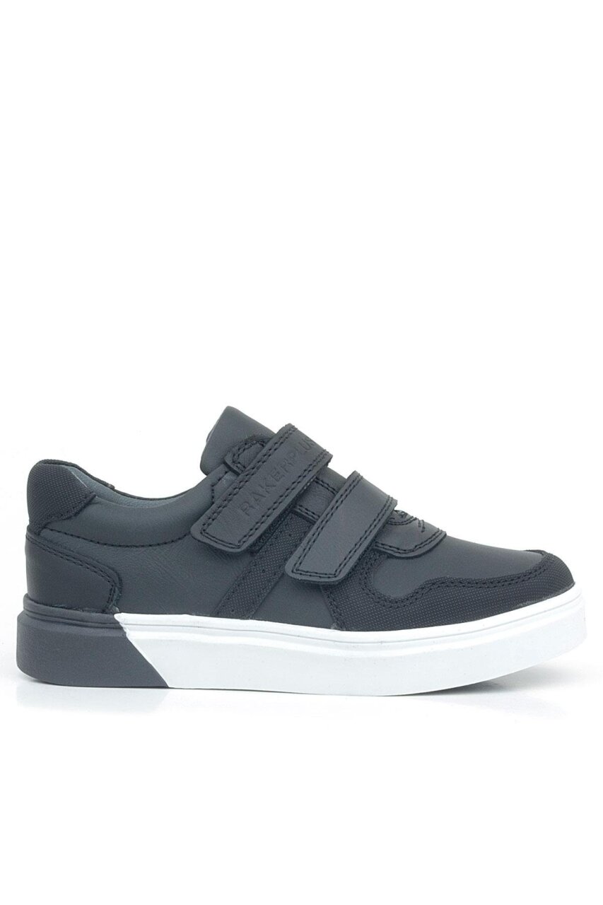 Rakerplus Hakiki Deri Siyah Beyaz Cırtlı Erkek Çocuk Sneaker - 2