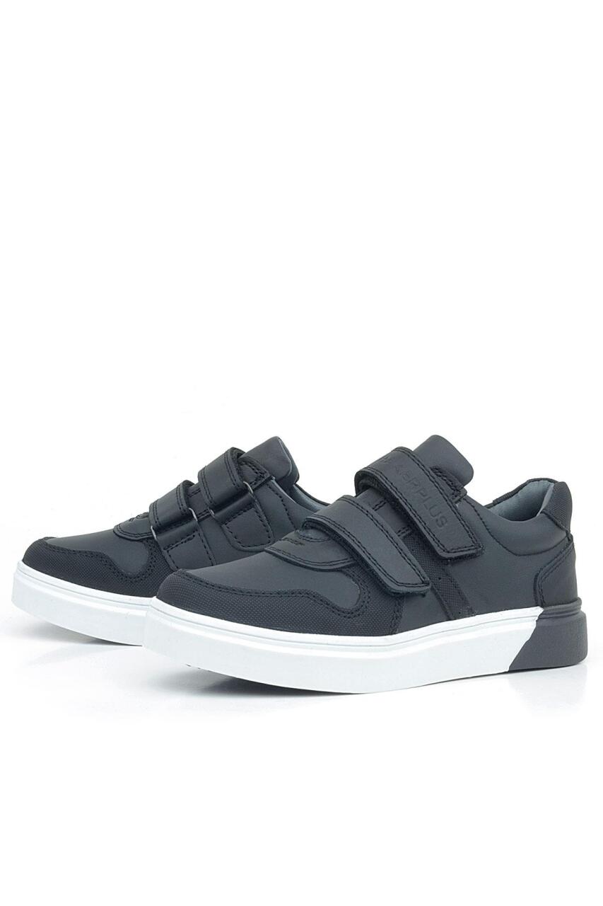 Rakerplus Hakiki Deri Siyah Beyaz Cırtlı Erkek Çocuk Sneaker - 4