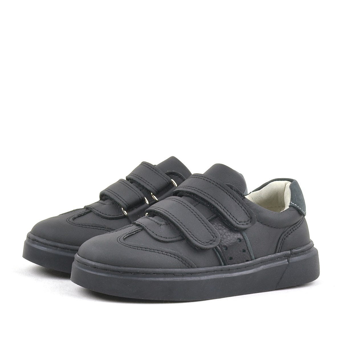 Rakerplus Hakiki Deri Siyah Cırtlı Çocuk Spor Ayakkabı Sneaker - 3