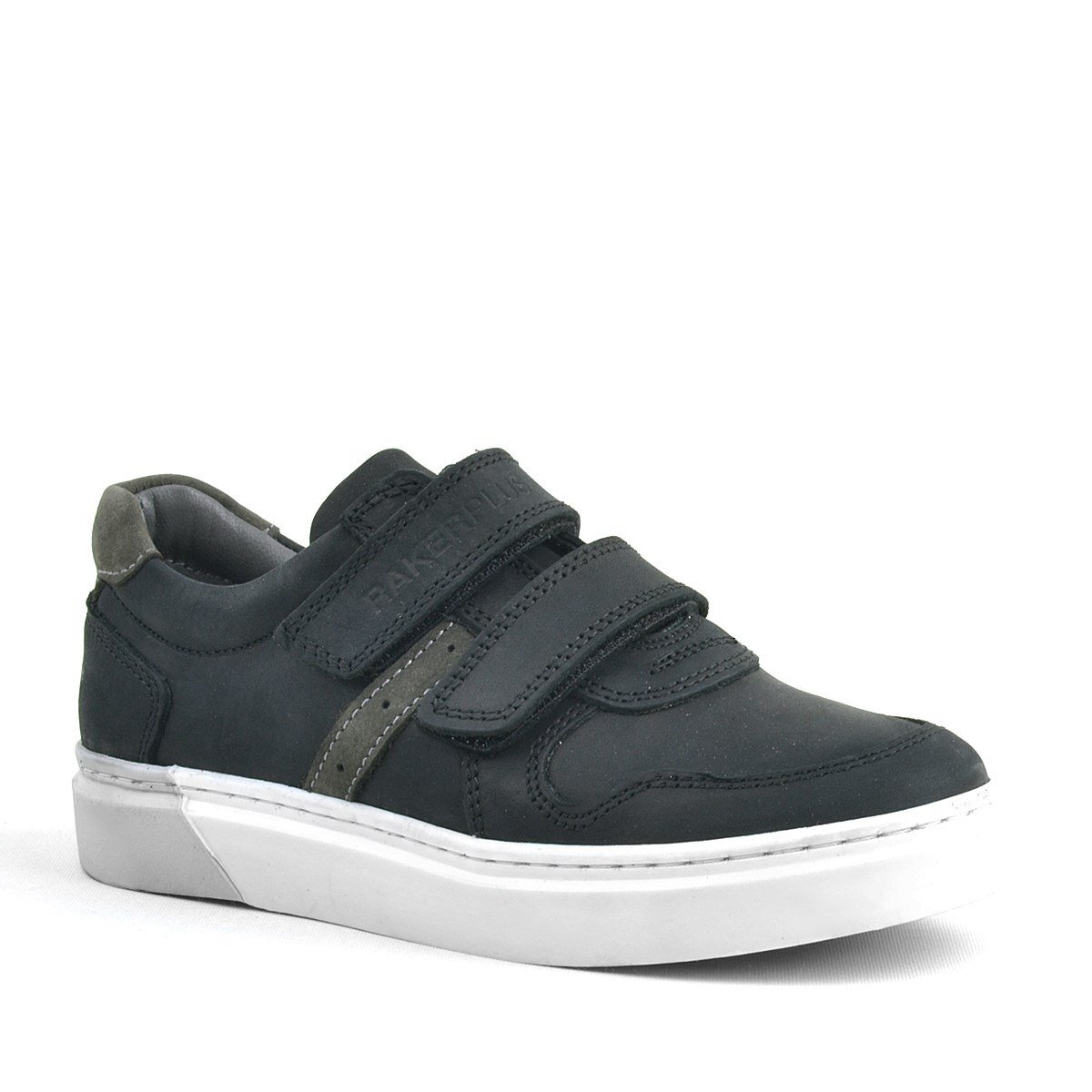 Rakerplus Hakiki Deri Siyah Cırtlı Erkek Çocuk Sneaker - 1
