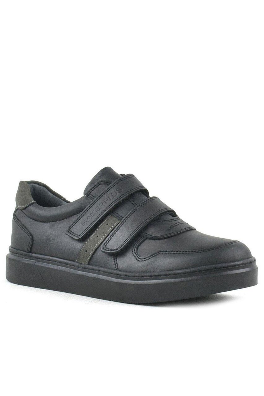 Rakerplus Hakiki Deri Siyah Cırtlı Erkek Çocuk Sneaker - 2