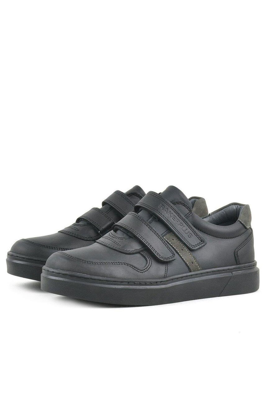Rakerplus Hakiki Deri Siyah Cırtlı Erkek Çocuk Sneaker - 4