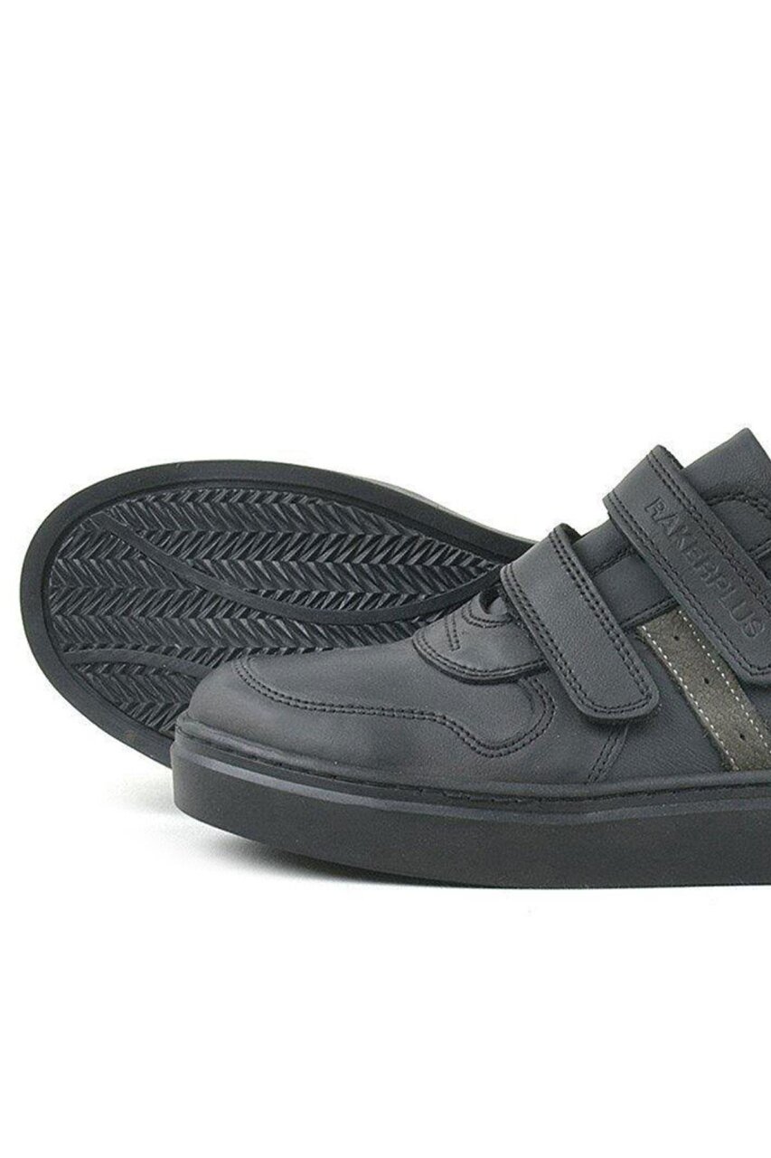 Rakerplus Hakiki Deri Siyah Cırtlı Erkek Çocuk Sneaker - 6