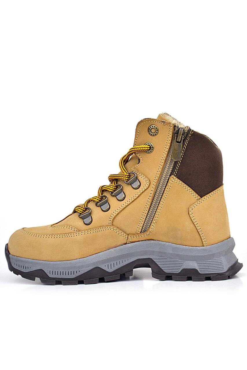 Rakerplus Hakiki Deri Taba Bağcıklı Fermuarlı Trekking Çocuk Bot - 3