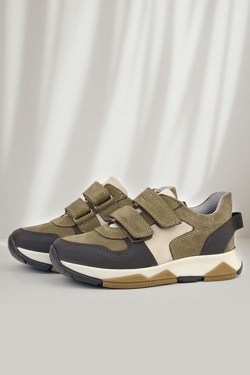 Rakerplus Hakiki Deri Vizon Kahve Çocuk Cırtlı Sneakers Spor Ayakkabı - 1