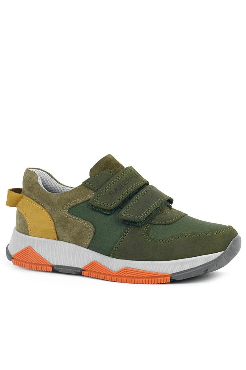 Rakerplus Hakiki Deri Yeşil Çocuk Cırtlı Sneakers Spor Ayakkabı - 1