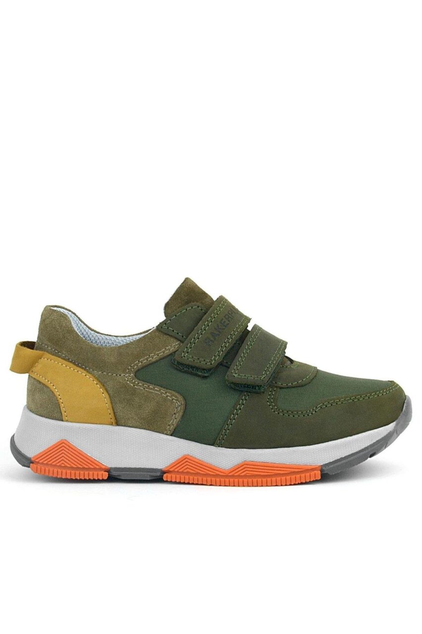 Rakerplus Hakiki Deri Yeşil Çocuk Cırtlı Sneakers Spor Ayakkabı - 2