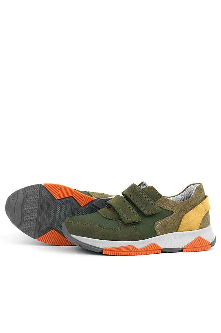 Rakerplus Hakiki Deri Yeşil Çocuk Cırtlı Sneakers Spor Ayakkabı - 5