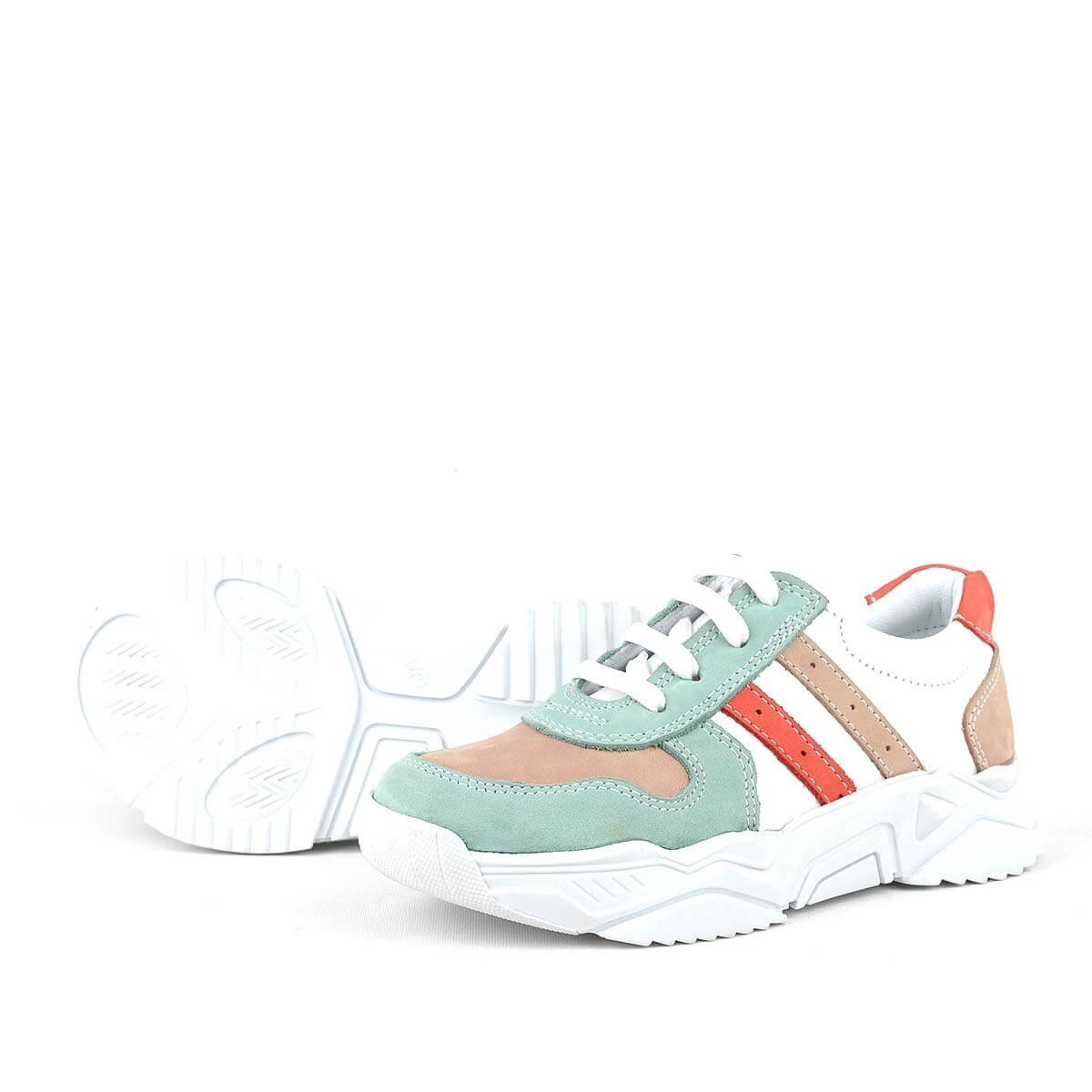 Rakerplus Hakiki Deri Yeşil Pembe Kız Çocuk Sneakers Ayakkabı - 4