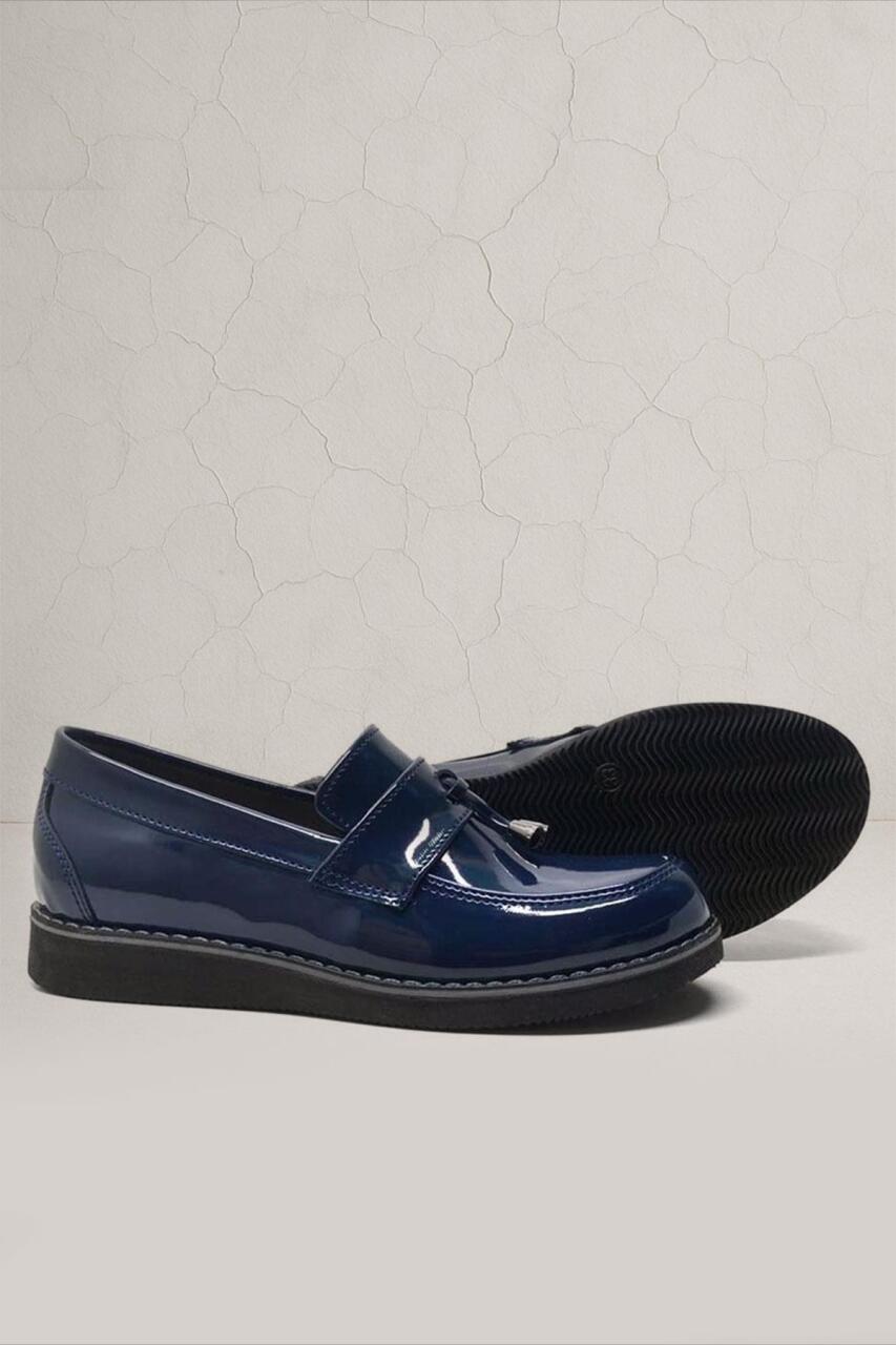 Rakerplus Lacivert Rugan Loafer Genç Okul Ayakkabısı - 1